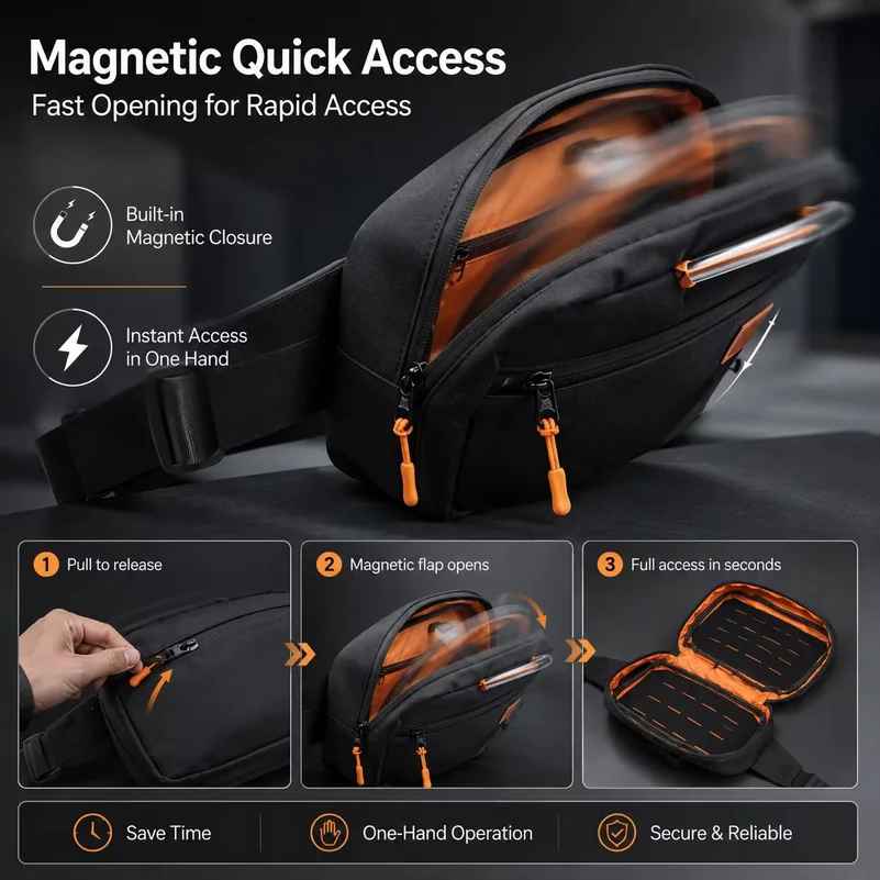 Magnetische, snel te openen ta - Edc Concealed Carry Sling Bag recensie en prijs